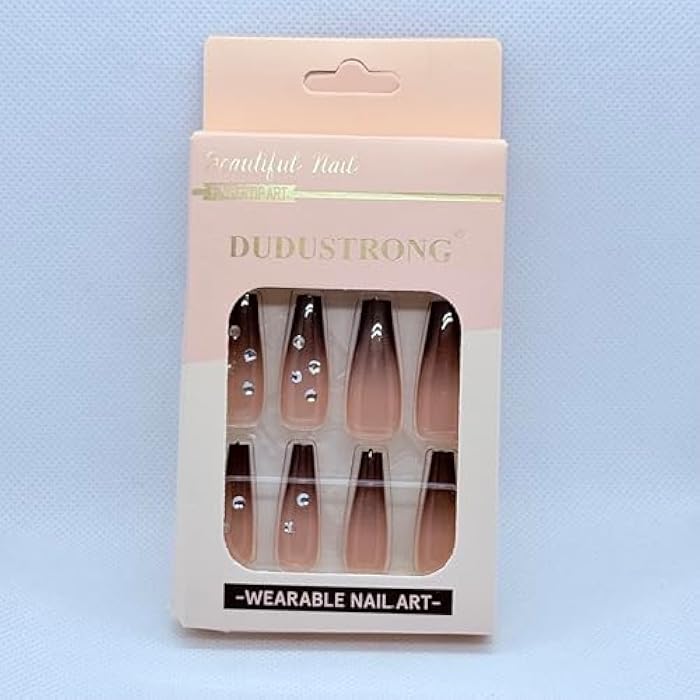 Press On Nails Long Coffin Shape, 10 Color Luxury Set, Beddazled Fake Nails, Wedding and Special Occasion Nails (Black) - Image 1